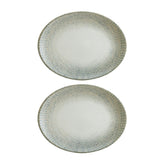 Bonna China Sway 9.75" x 7.5" x h:1" Oval Decorated Porcelain Platter (Set of 2)